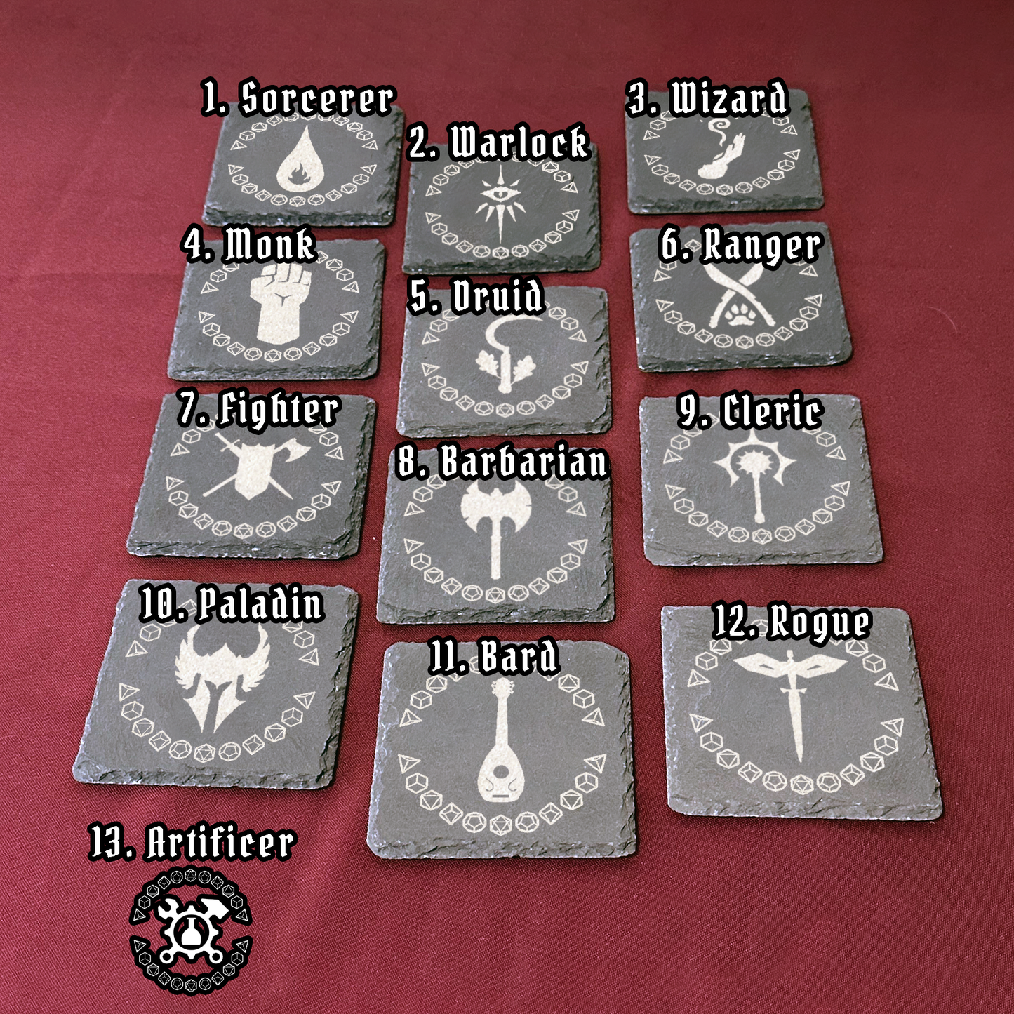 D&D Class Coasters - Slate or Cork