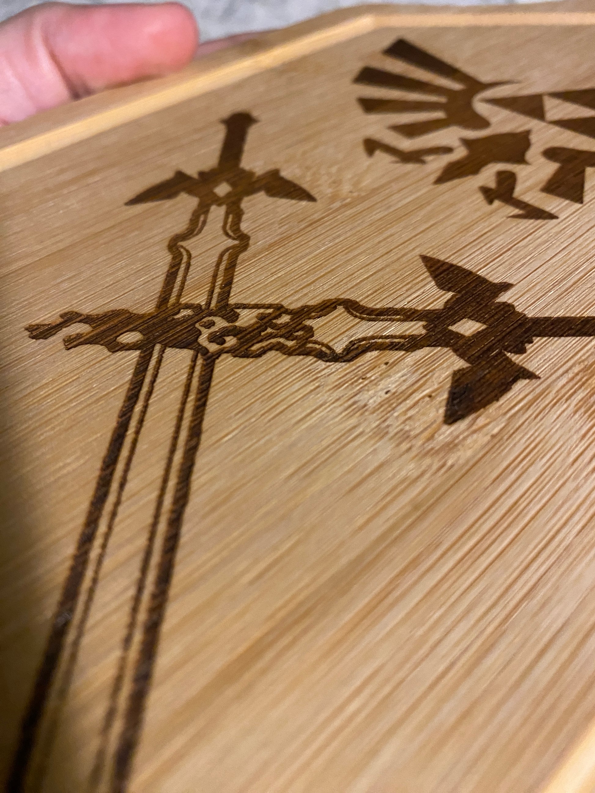 Cutting board featureing the Master Sword