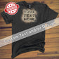 Black shirt that says "your text here" on it, made with bleach