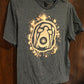 Charcoal shirt with a boderlands psycho design made out of bleach