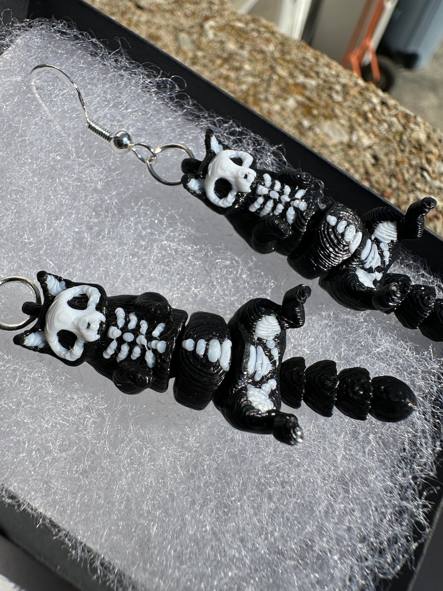 Skeleton Cat Earrings - Halloween