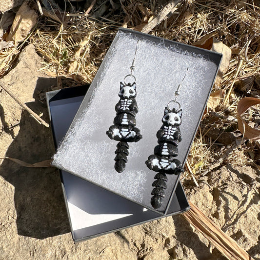 Skeleton Cat Earrings - Halloween