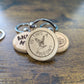 Round wooden "Is this a pigeon?" butterfly meme keychain, laser-engraved
